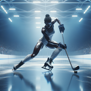 Hockey player on the ice in mid-motion with graceful movement
