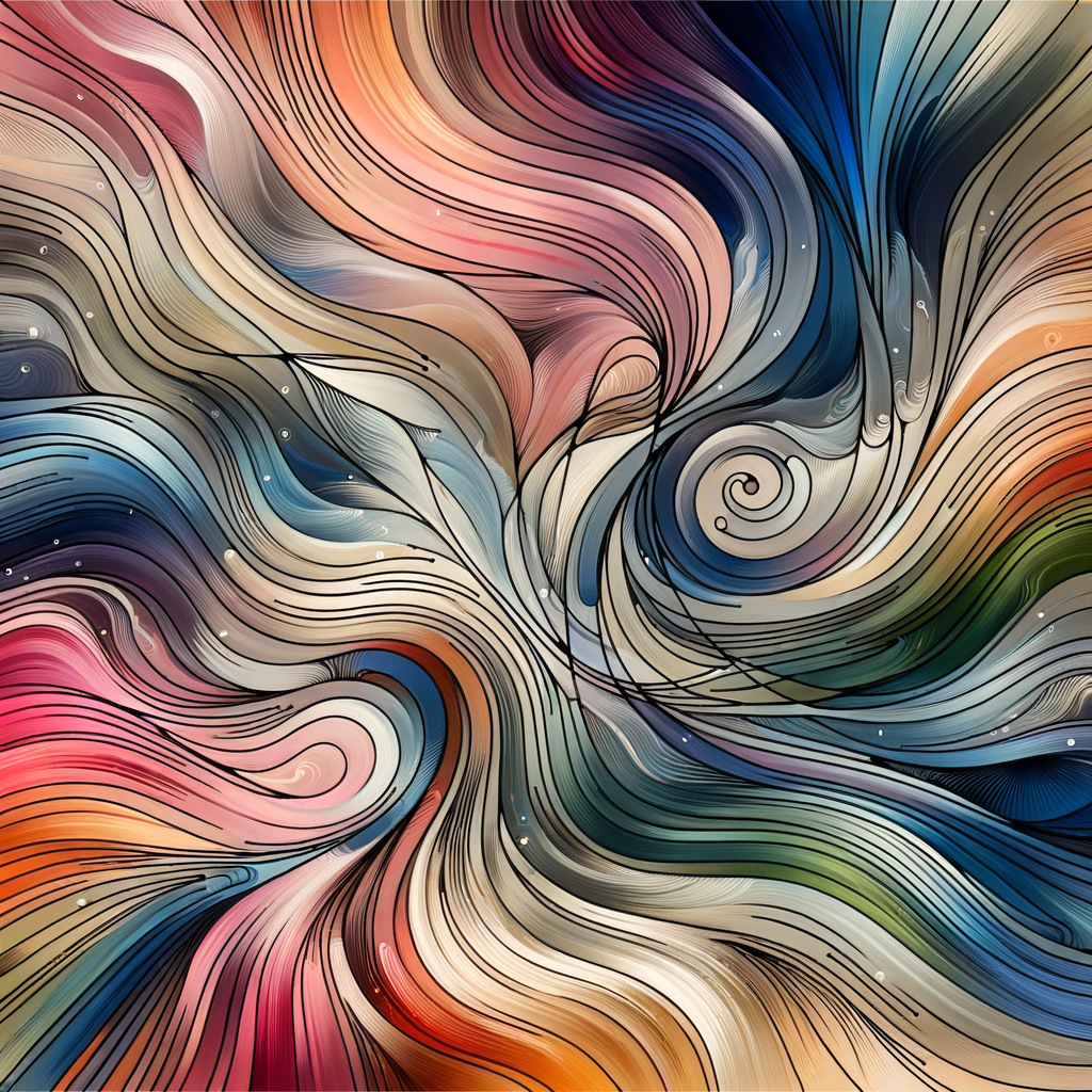 An abstract representation with flowing lines and harmonious colors, symbolizing calmness and mental focus.