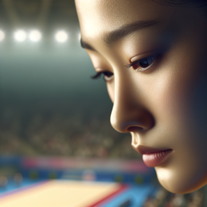 Gymnast preparing mentally for a flawless performance