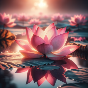 Elegant lotus flower blooming in a serene pond