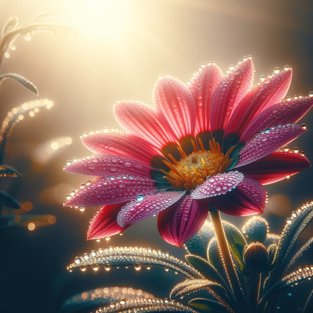 A single blossoming flower bathed in morning light, signifying growth and renewal.