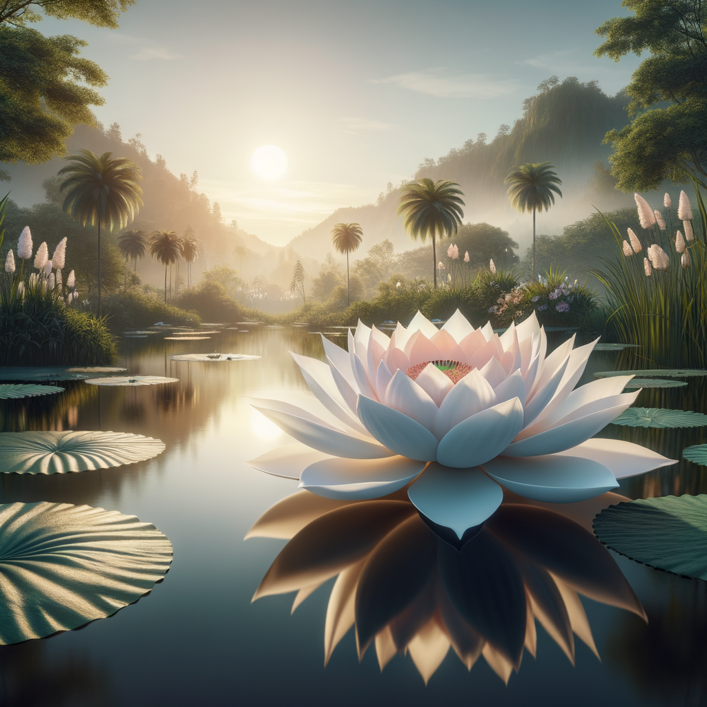 A flowering lotus representing new beginnings and peaceful growth