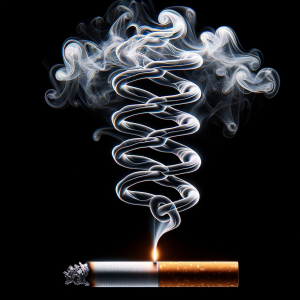 Artistic depiction of breaking from smoking