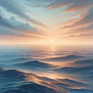 Peaceful ocean waves at sunrise