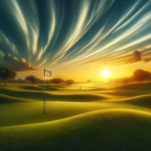 Tranquil golf course during sunset
