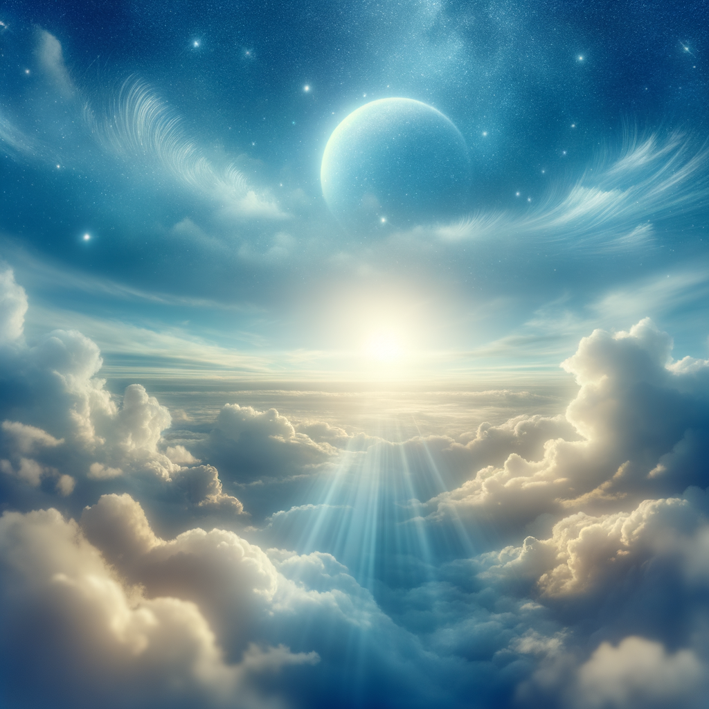 Blue sky with gentle sun rays suggestive of a calming flying experience