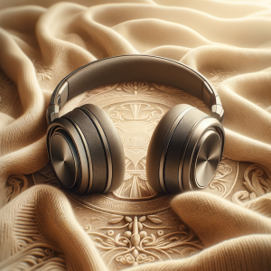 Headphones laying on a blanket representing a calming audio experience