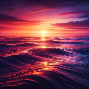 Calming ocean waves at sunset for menopause relief