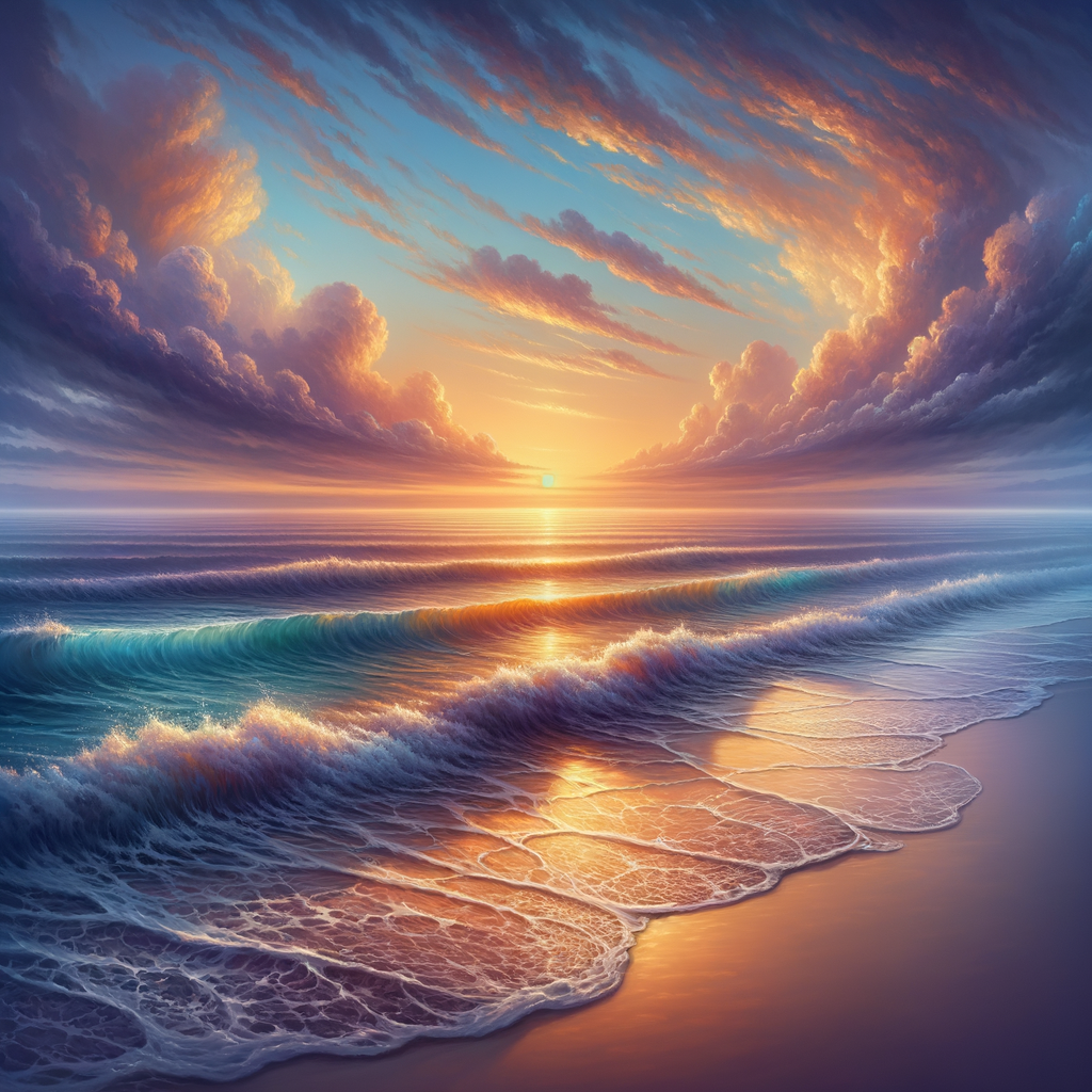 a serene image of gentle ocean waves symbolizing peace and calm