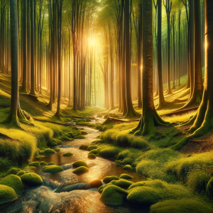 Harmonious natural scenery with gentle streams