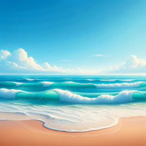 Gentle waves touching a peaceful, sandy shore