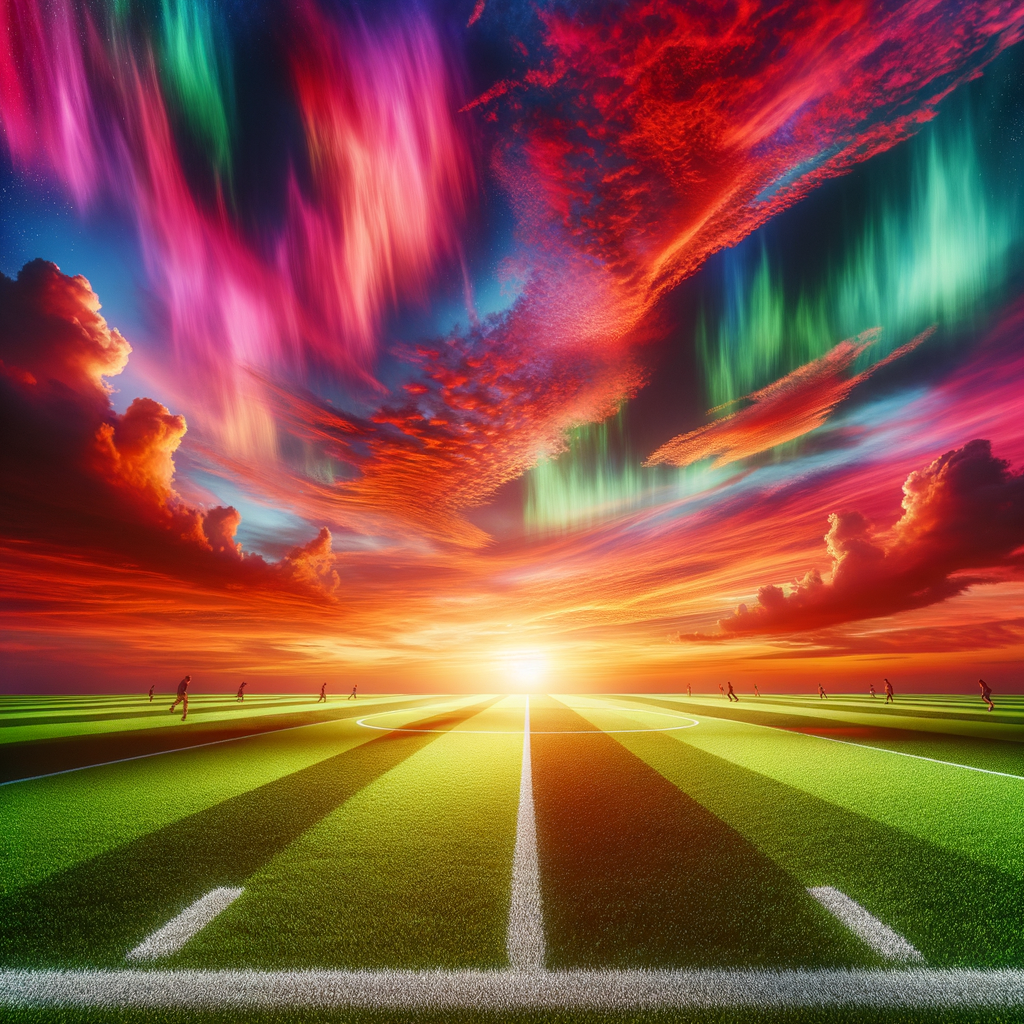 serene football field at sunset