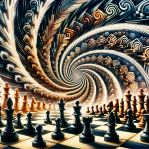 Hypnotic spiral and chess board representing hypnosis practice.