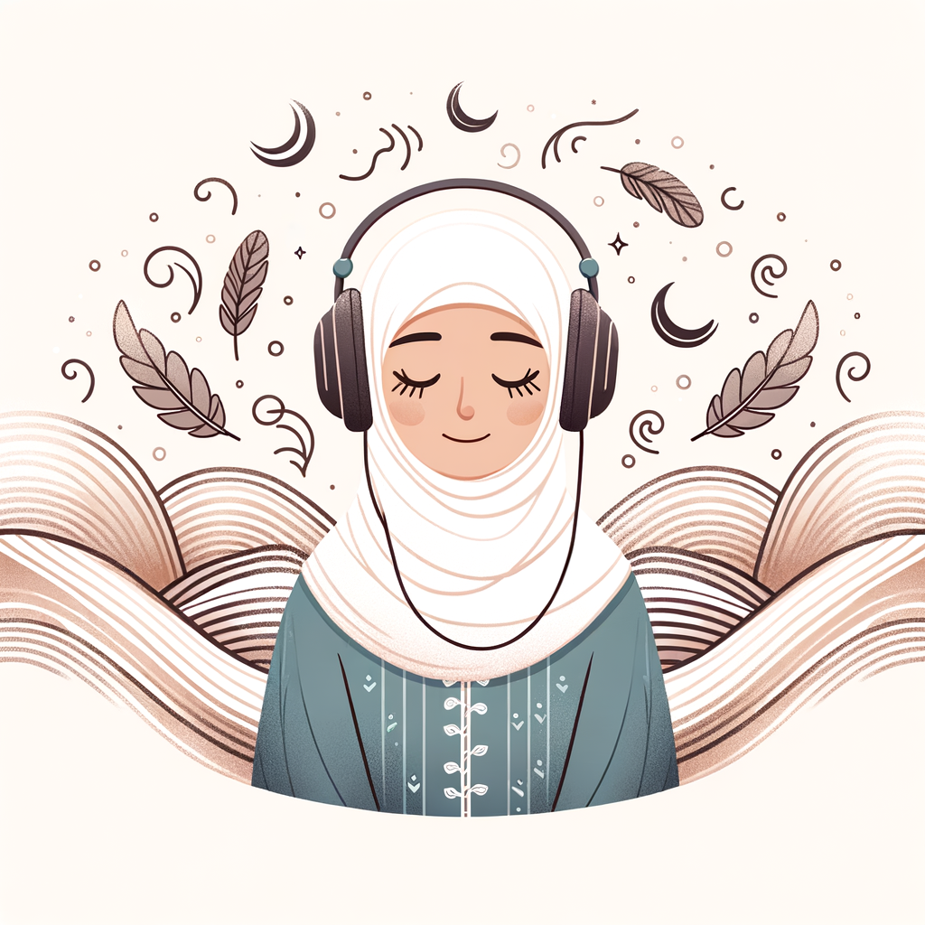 Young child listening to audio with a serene expression and a hint of a smile