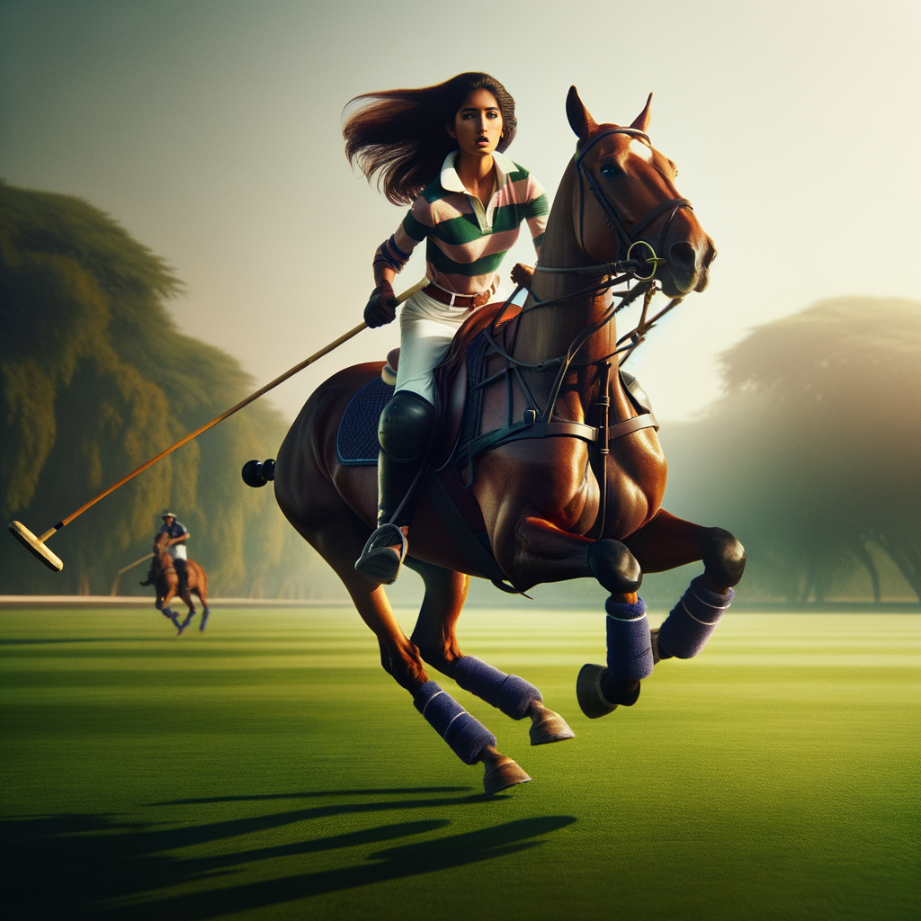 Polo player confidently moving across the field