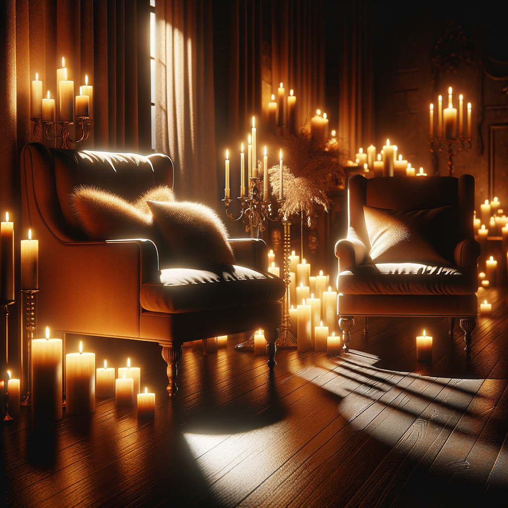 A cozy room with warm candlelight creating a relaxing atmosphere
