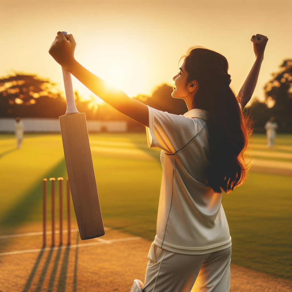 Cricket player celebrating victory
