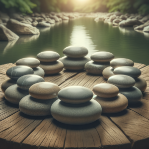 Smooth stones arranged in a circle displaying harmony