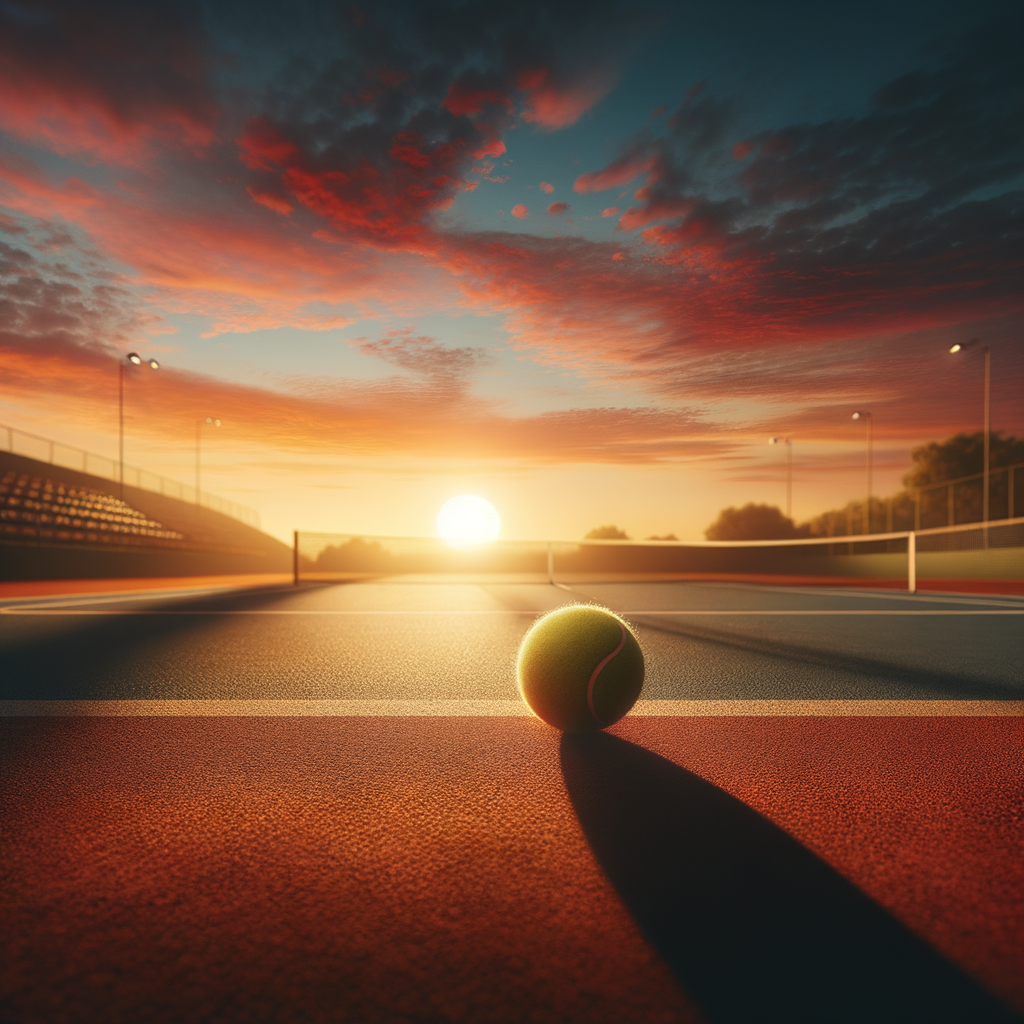 tennis court with serene sunset