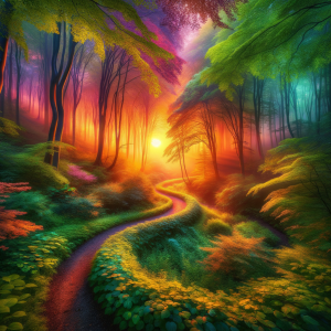 Scenic view of a winding cross-country trail at sunrise