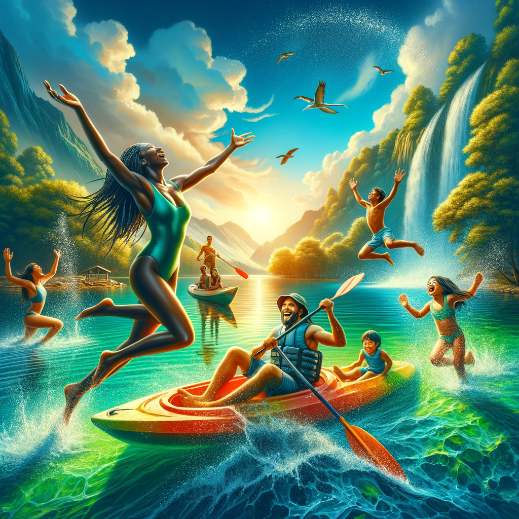 Individuals happily engaging in water activities