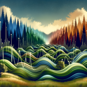 Abstract collage of soundwaves and forest visuals, symbolizing the expertly crafted hypnosis audio experience.