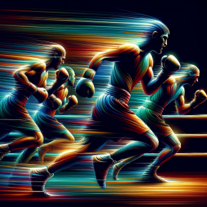 Conceptual image representing fluid boxing movements inspired by hypnosis