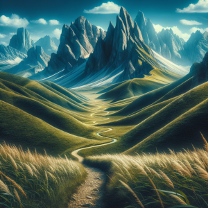 Serene path leading through mountains represents focus