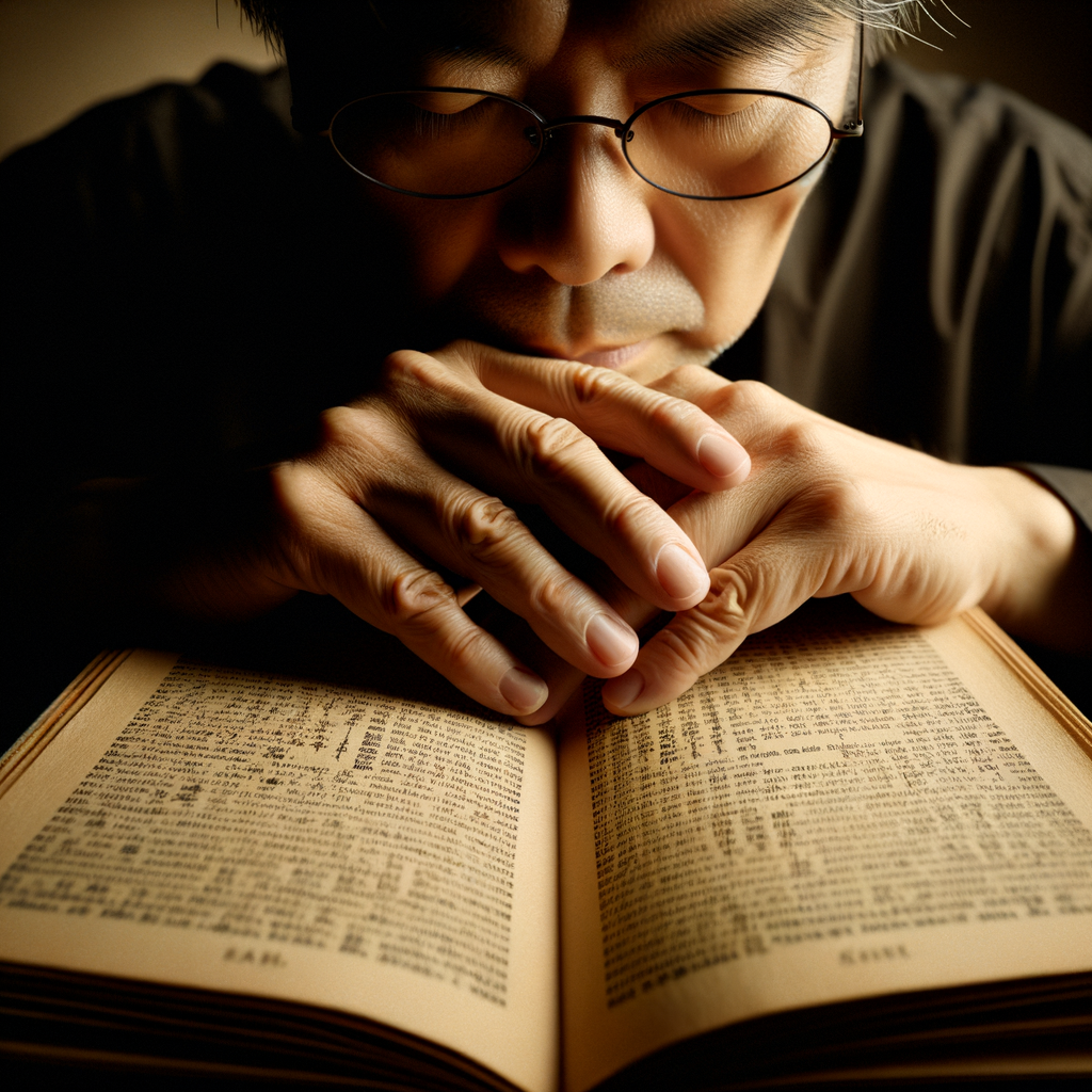 Close-up of a focused student deeply engaged in reading a book