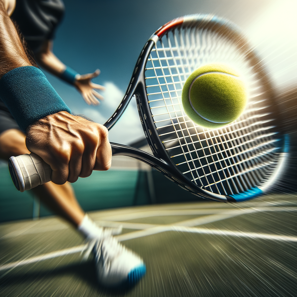 A tennis player keenly focused on a ball in motion, showcasing concentration.