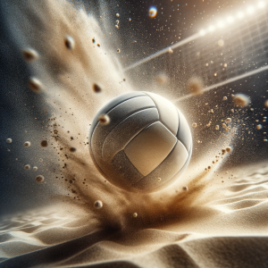 Volleyball player in mid-action focusing intensely on the ball