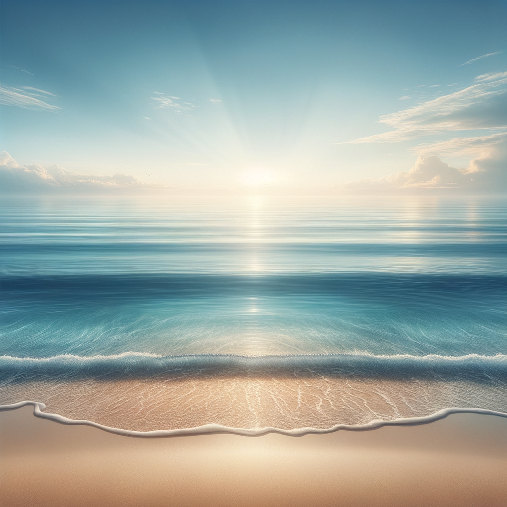 Gentle ocean waves lapping at a sandy shore, representing calmness and confident communication