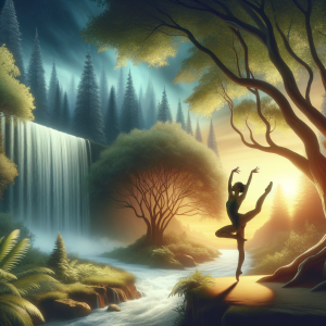 Gymnast meditating in nature to achieve peak performance