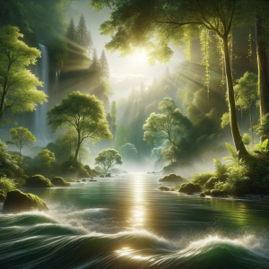 Hypnosis audio offering amidst tranquil natural scenery