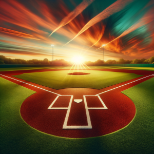 A serene baseball field under a sunset, symbolizing focus and potential
