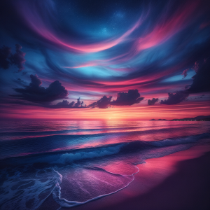 Gentle waves under a twilight sky