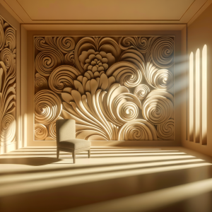 Calm chair surrounded by serene natural patterns in a tranquil room