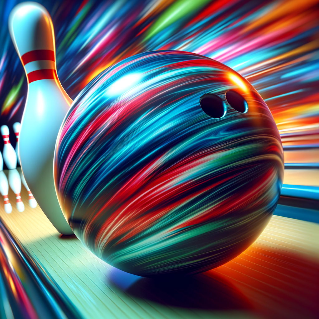Bowling ball in motion with a focus on precision