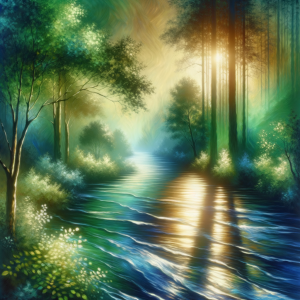 A flowing water stream symbolizing the natural progression of collaboration through hypnosis.