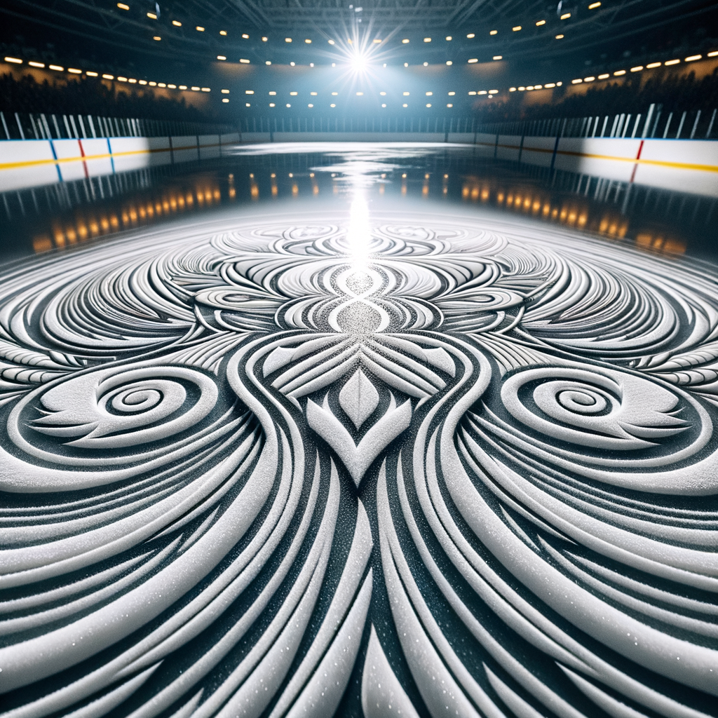 Beautiful, exact patterns etched into the surface of an ice rink