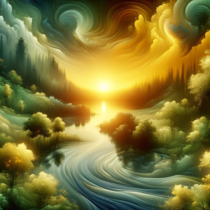 Abstract visualization of calm, serene landscape promoting body positivity