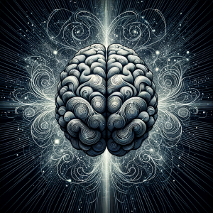 Artistic concept of a brain with flowing lines representing skills enhancement