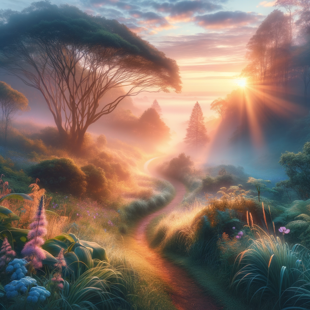 Tranquil landscape illustration symbolizing the journey of personal growth through hypnosis