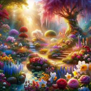 Vibrant, lush garden representing a place of tranquility and sensual awakening