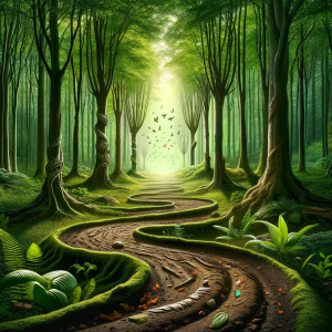 Path leading through a forest, representing a journey to empowerment without alcohol