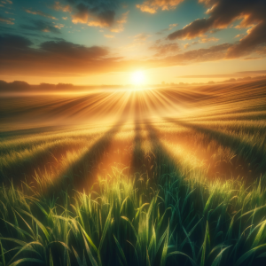 Open field at sunrise represents freedom