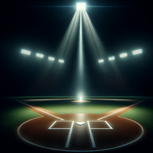 A baseball field with a single spotlight on home plate, symbolizing overcoming doubts