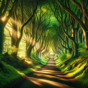 A calming, serene landscape representing inner courage