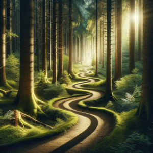 path through tranquil forest a calming path through a lush, tranquil forest