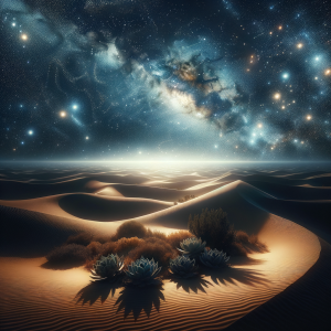 Calm desert night sky with stars